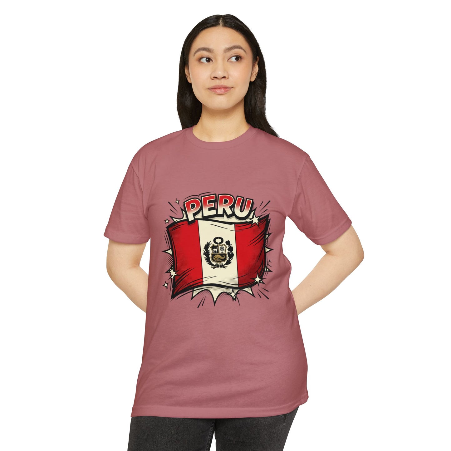 Peru Flag Retro Crest T-Shirt