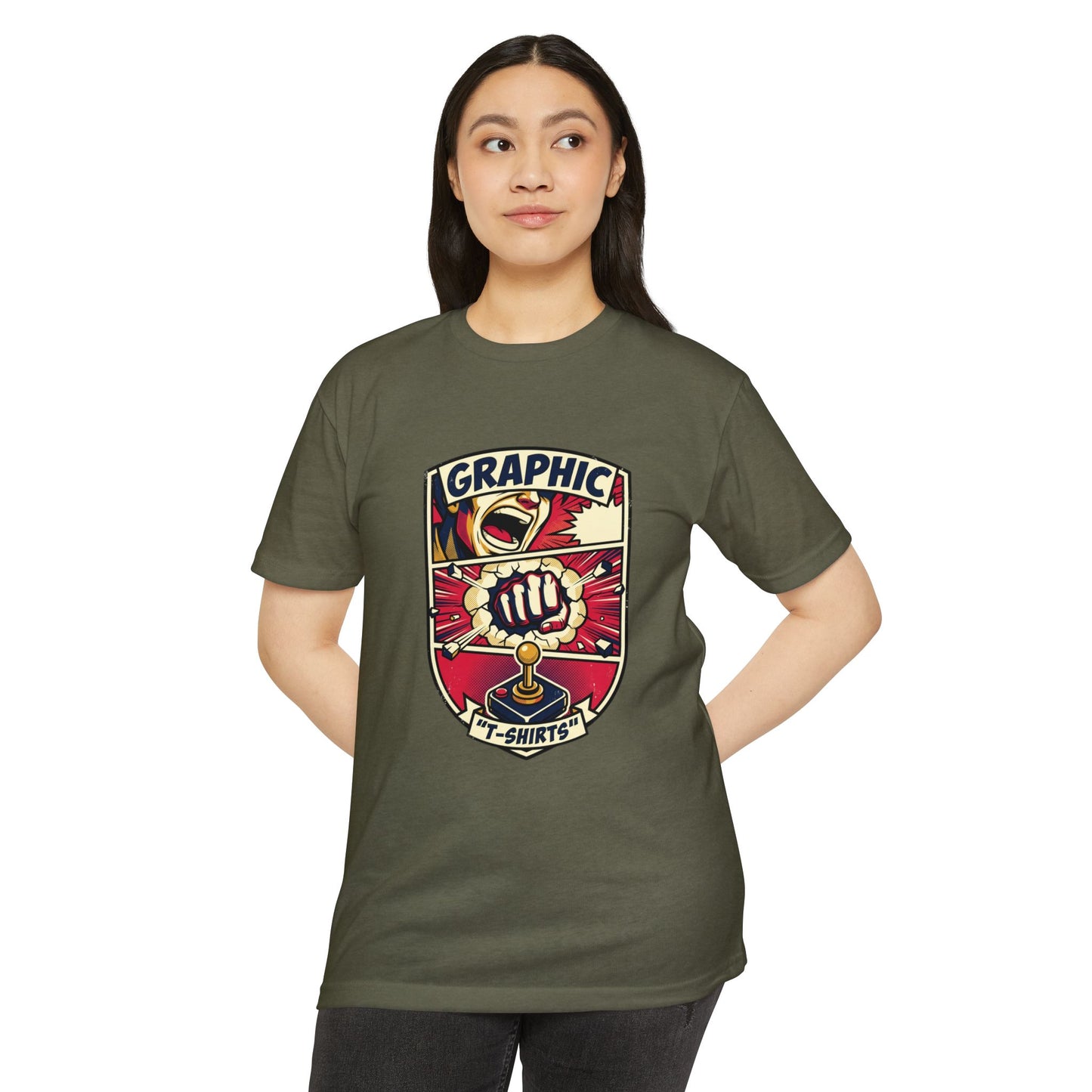 Vintage Gamer Logo T-Shirt — Fist & Joystick Retro Graphic Tee