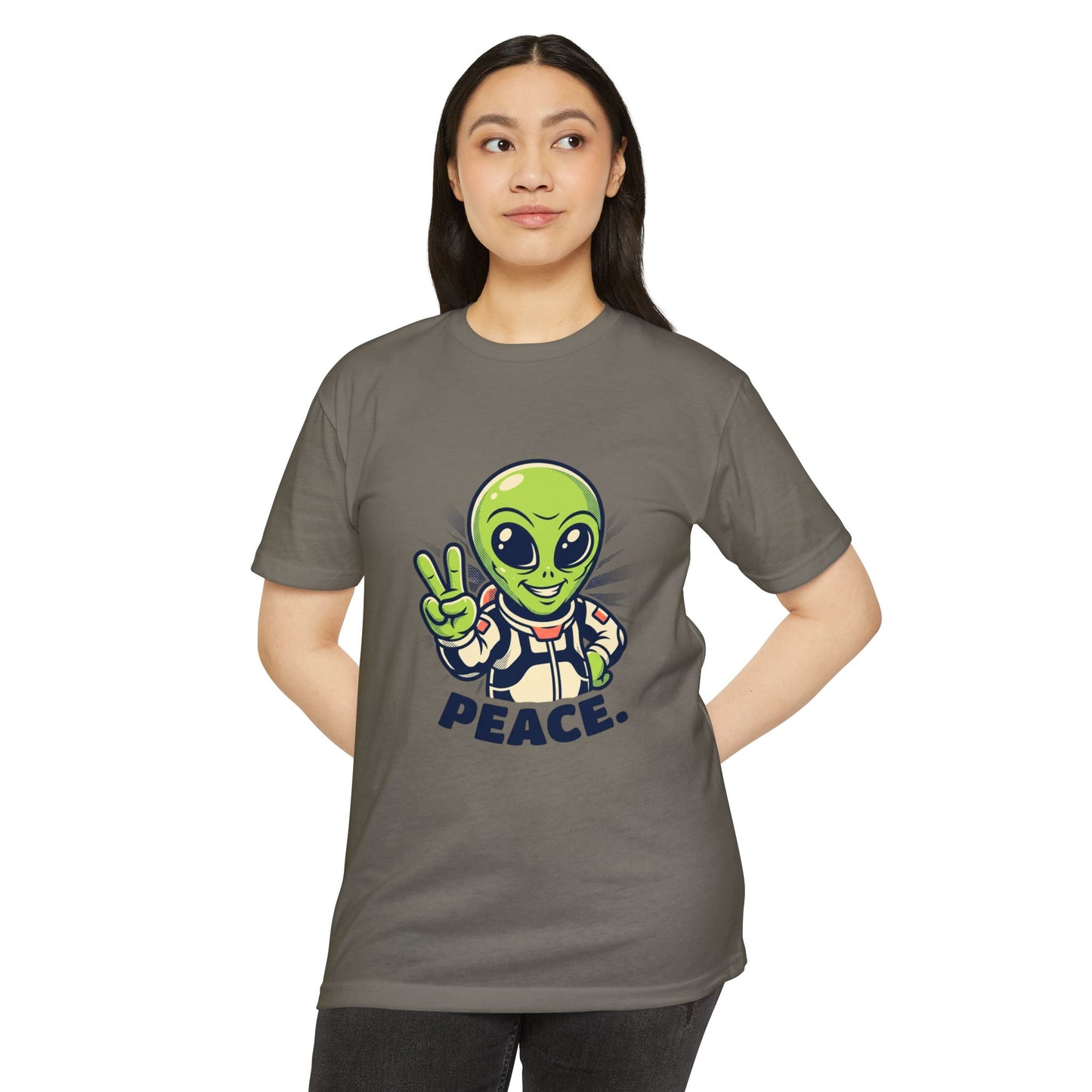 Alien Peace T-Shirt — Cute Green Astronaut Giving Peace Sign