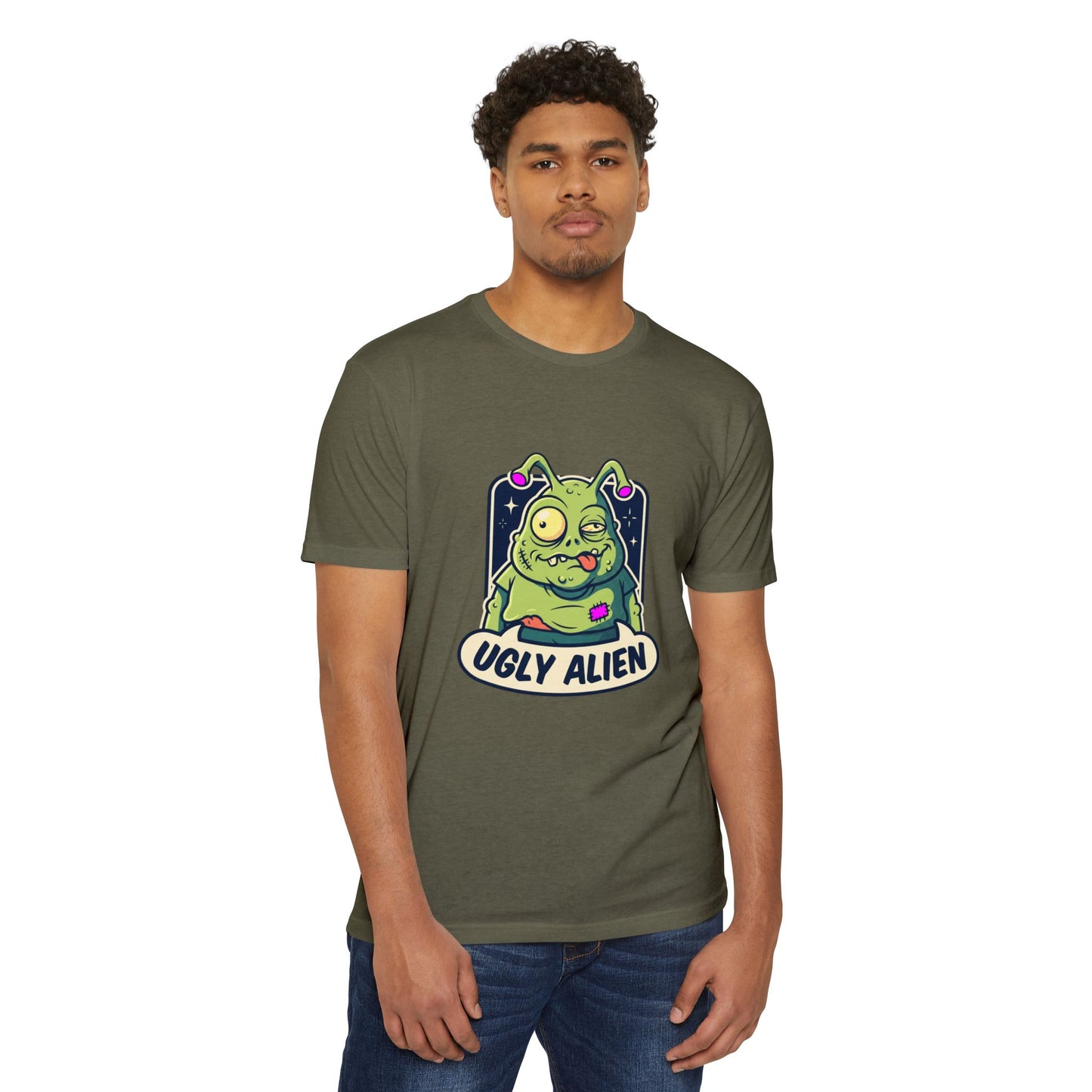 Funny Cute Green Alien T-Shirt — "Ugly Alien" Graphic Tee