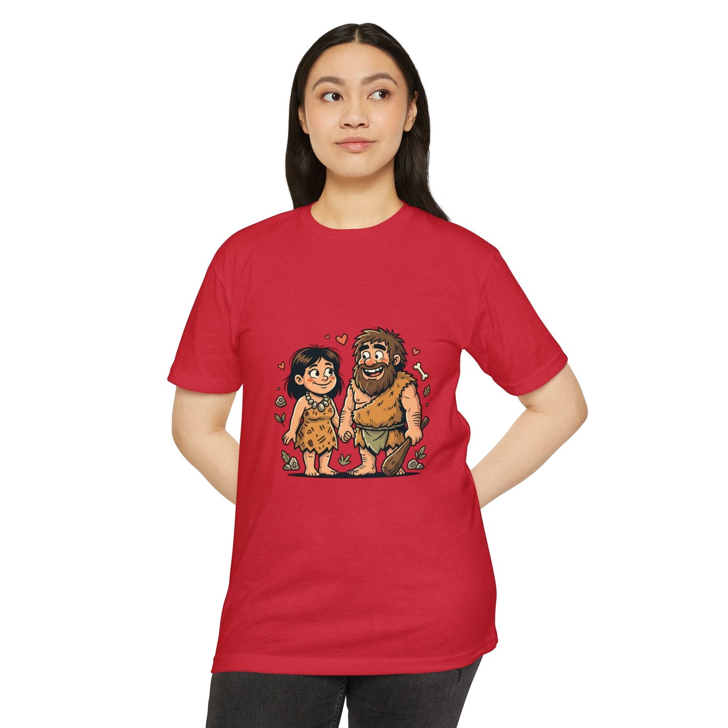 Caveman Couple Cartoon T-Shirt — Cute Prehistoric Love Graphic Tee