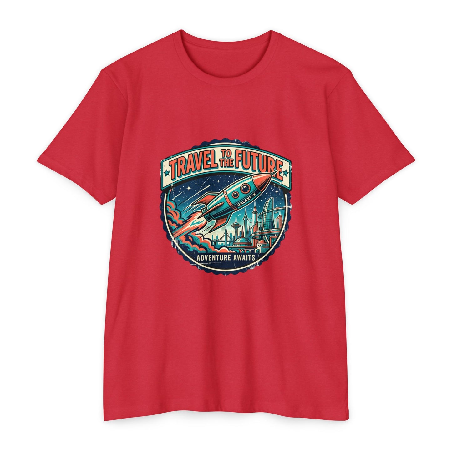 Travel the Future Rocket T-Shirt — Adventure Awaits Vintage Space Tee