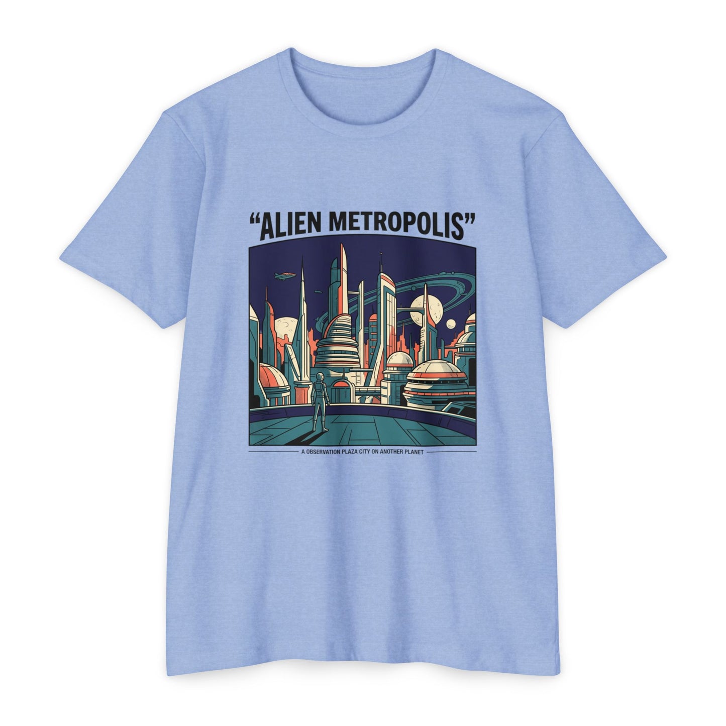 Alien Metropolis Retro Futuristic Sci‑Fi City T-Shirt