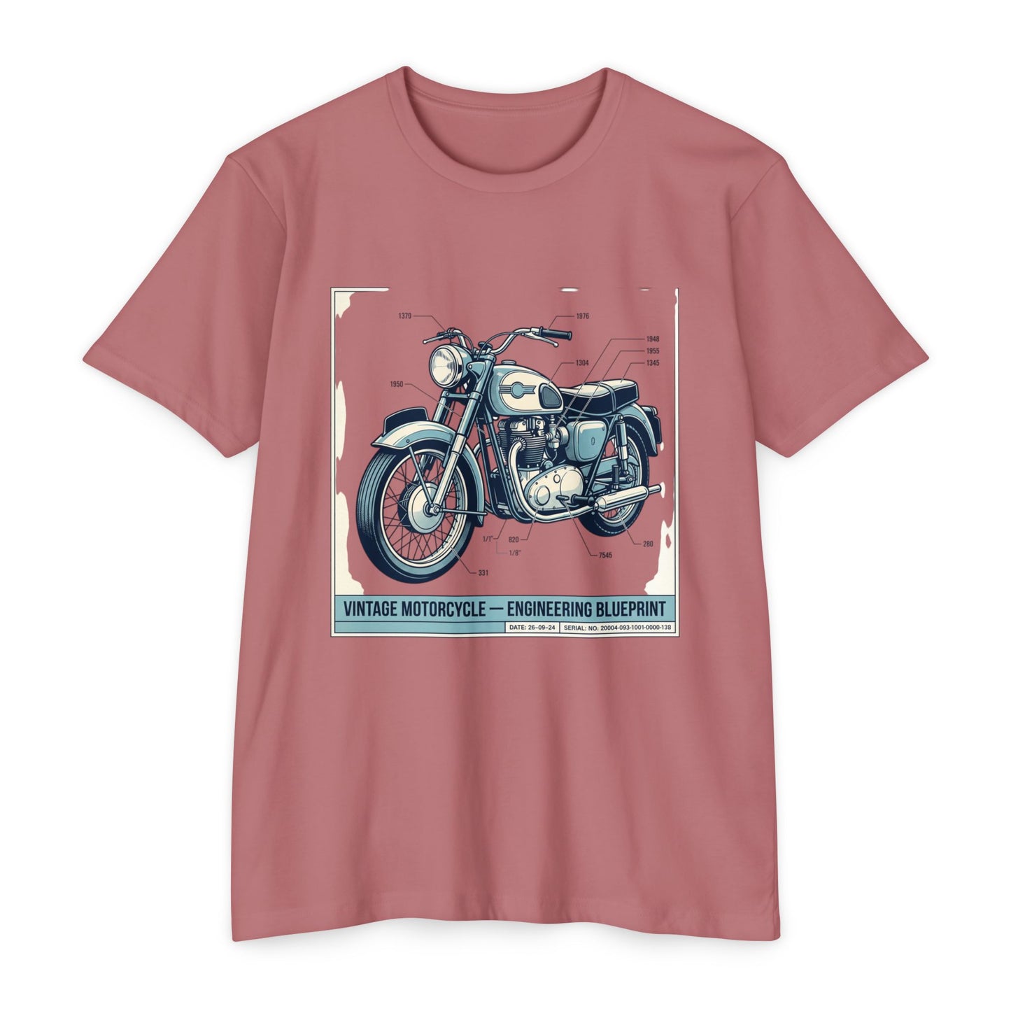 Vintage Motorcycle Blueprint T-Shirt — Classic Engineering Bike Tee
