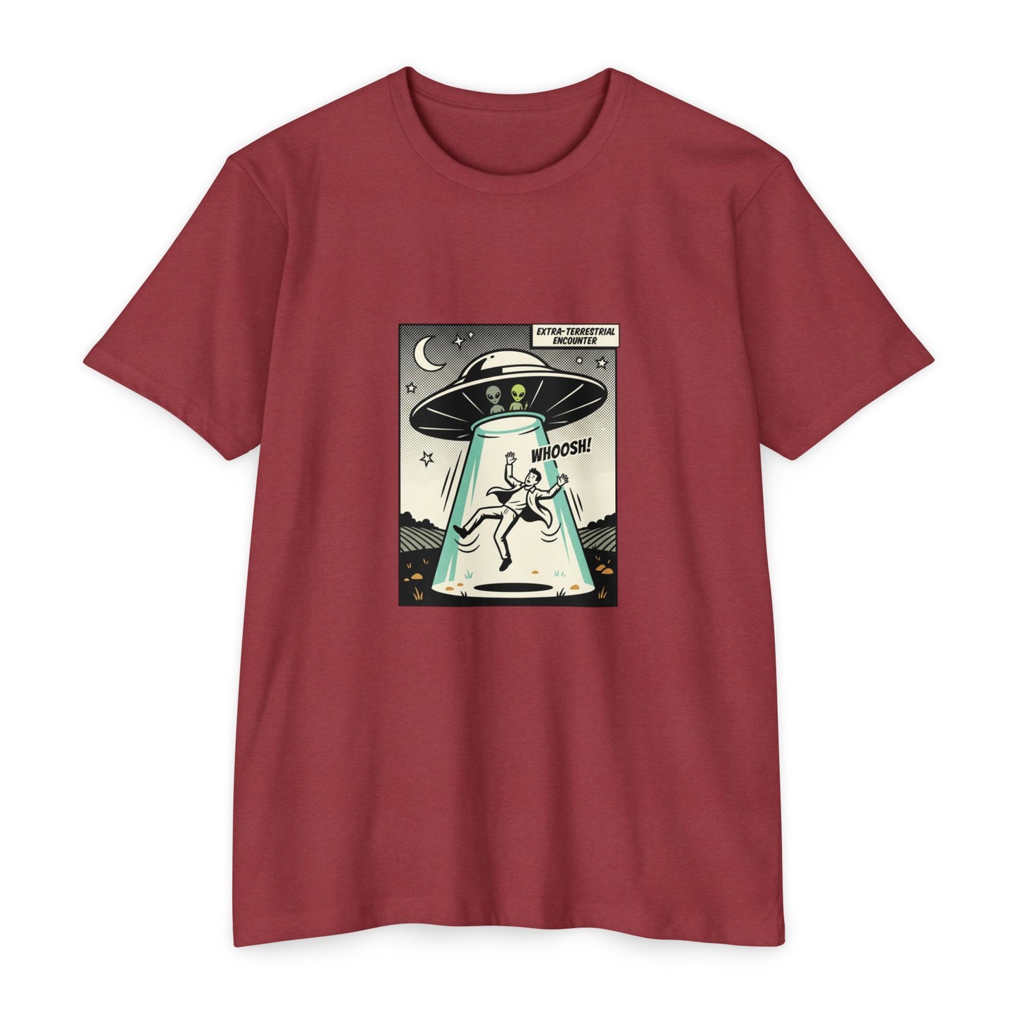 Alien Abduction Graphic Tee — Retro UFO Comic Design