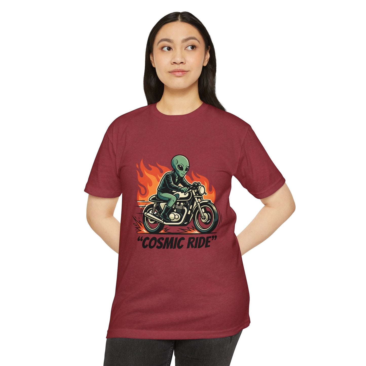 Cosmic Ride Alien Motorcycle T‑Shirt — Retro Biker Tee