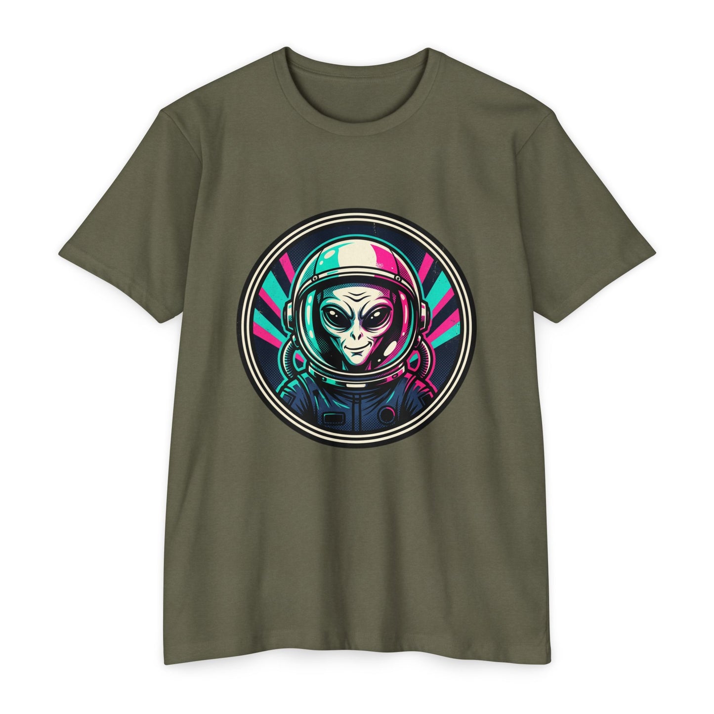 Alien Astronaut Neon Space Crew T‑Shirt