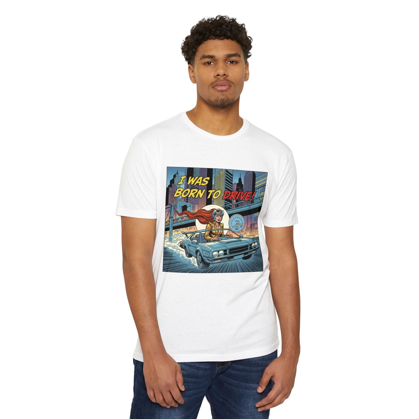 I Was Born to Drive Retro Comic Car T-Shirt