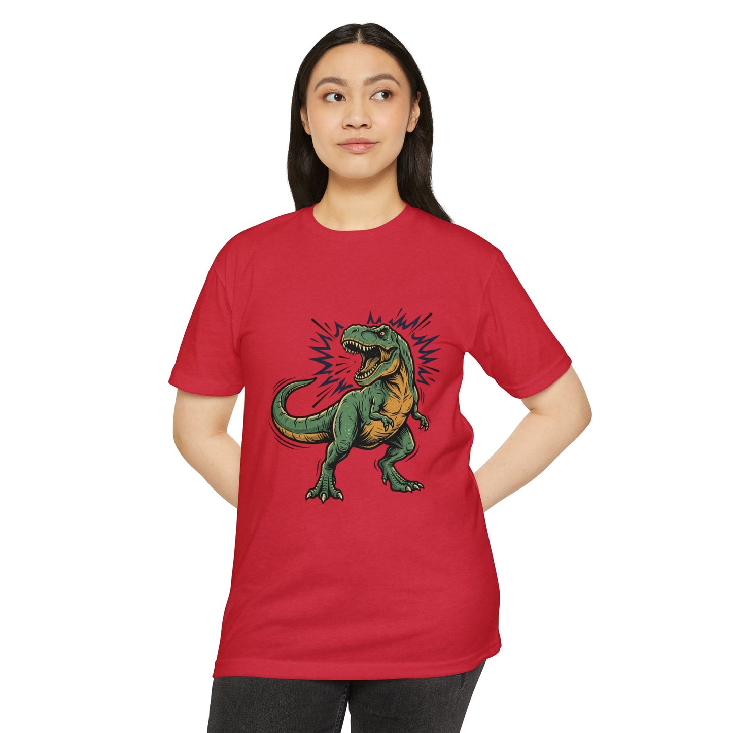 Camiseta — Camiseta retro con ilustración de T-Rex rugiendo