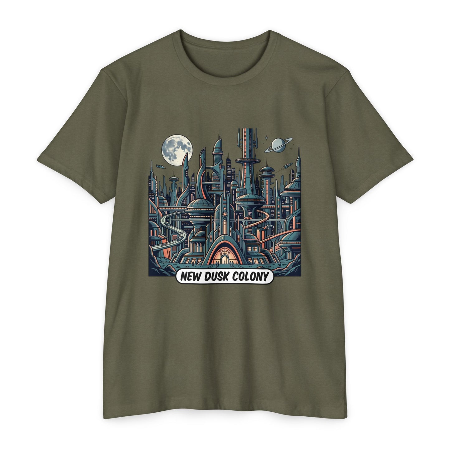 Retro Futuristic Cityscape T-Shirt — New Dusk Colony Tee