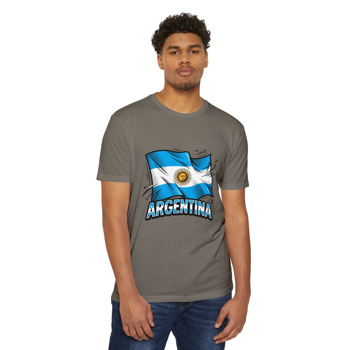 Argentina Flag Waving Graphic T-Shirt