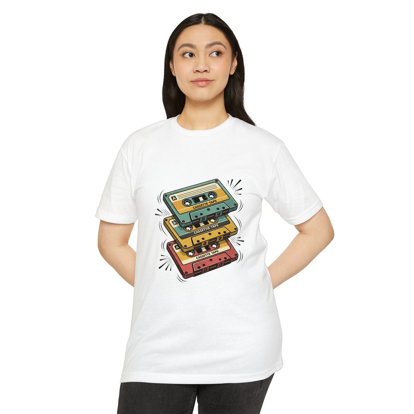 Retro Cassette Stack T-Shirt — Vintage 80s Music Tee