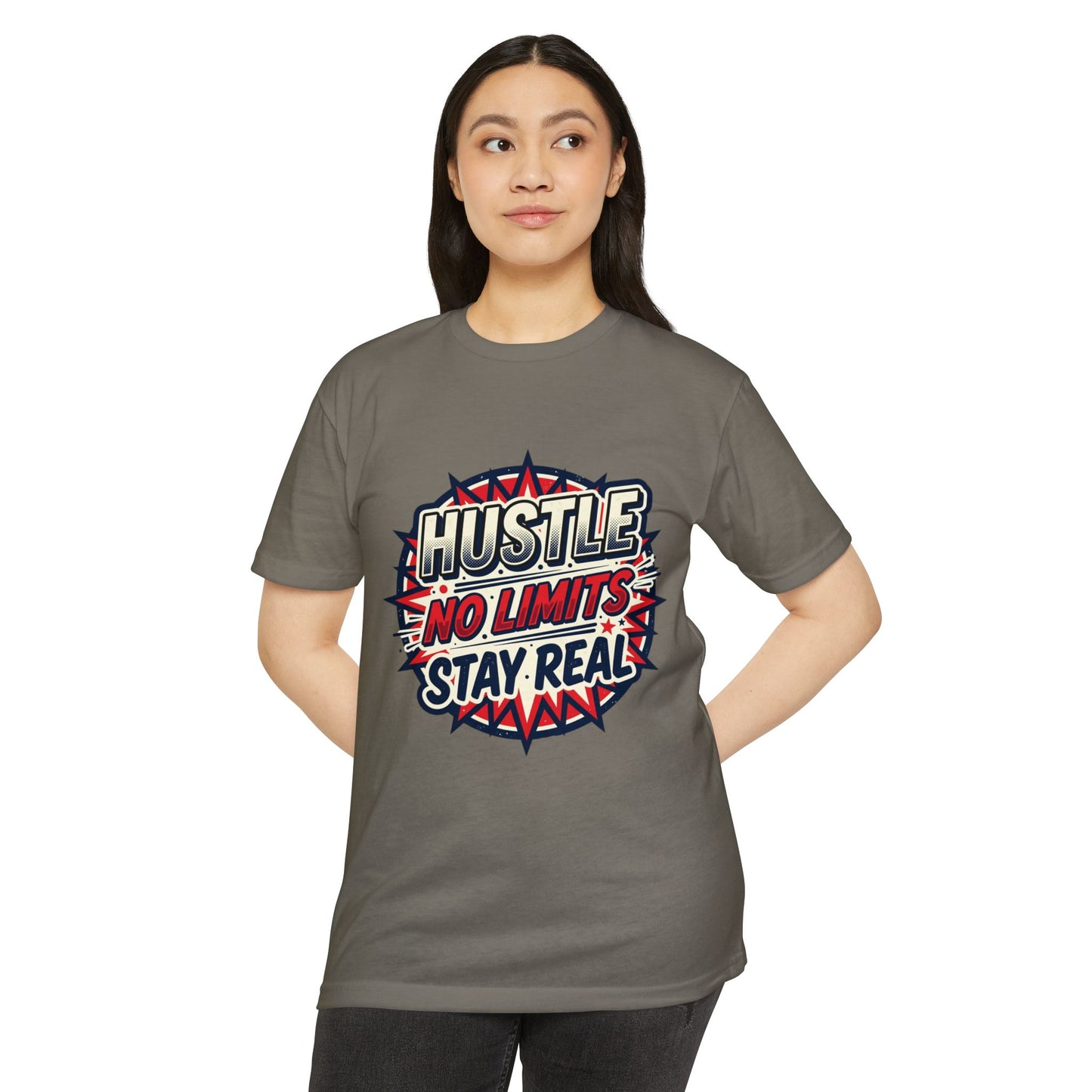 Hustle No Limits Stay Real Graphic T-Shirt