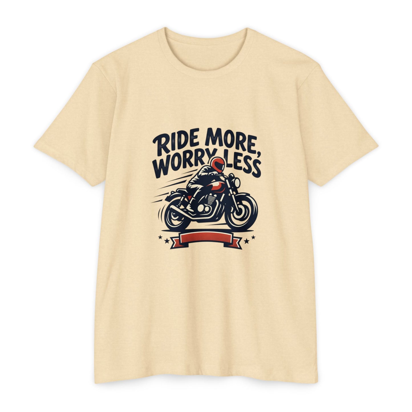 Ride More Worry Less Motorcycle T-Shirt — Biker Tee for Riders & Enthusiasts