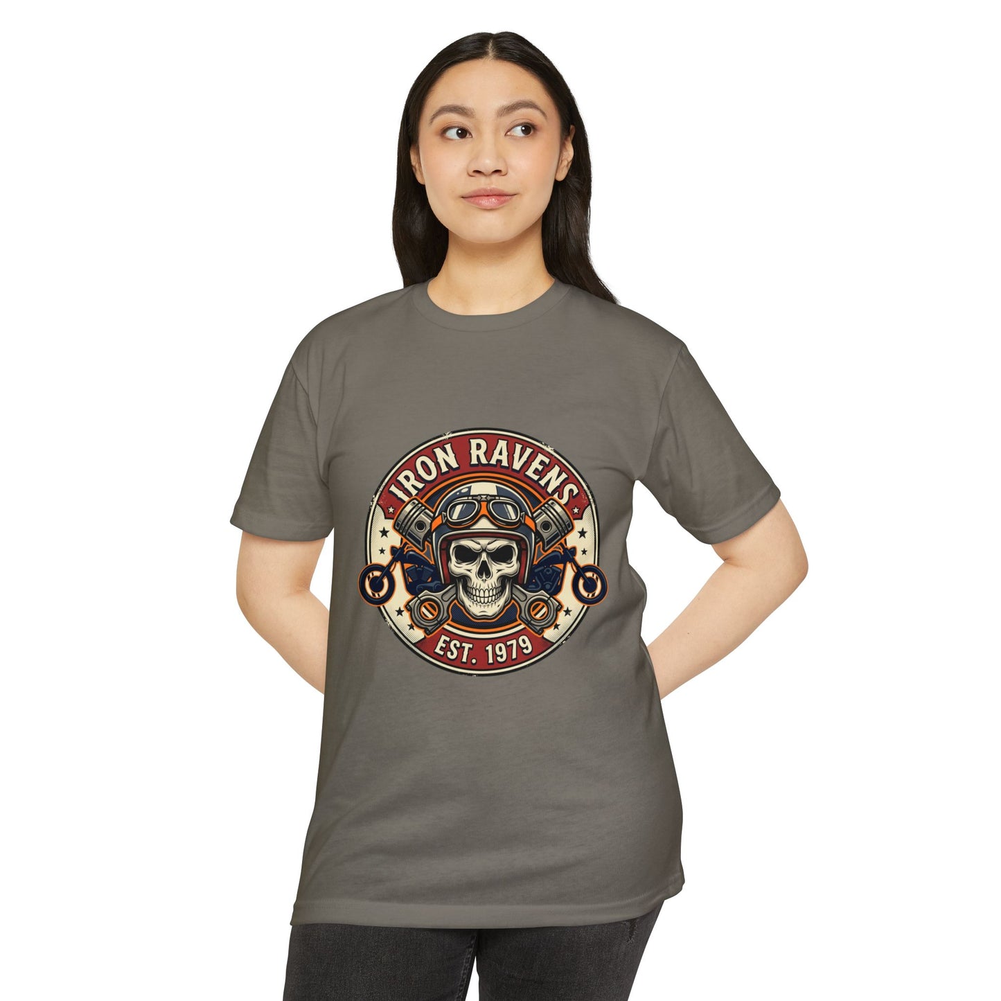 Iron Ravens Skull Motorcycle T-Shirt — Vintage Biker Graphic Tee (Est. 1979)