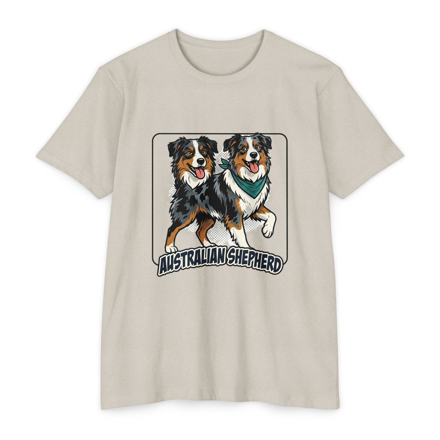 Australian Shepherd Graphic T‑Shirt — Playful Double Dog Illustration