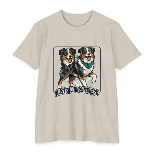 Australian Shepherd Graphic T‑Shirt — Playful Double Dog Illustration