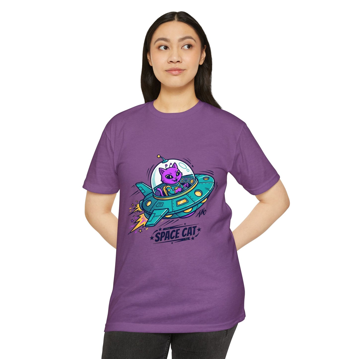 Retro Space Cat T-Shirt — UFO Graphic Tee
