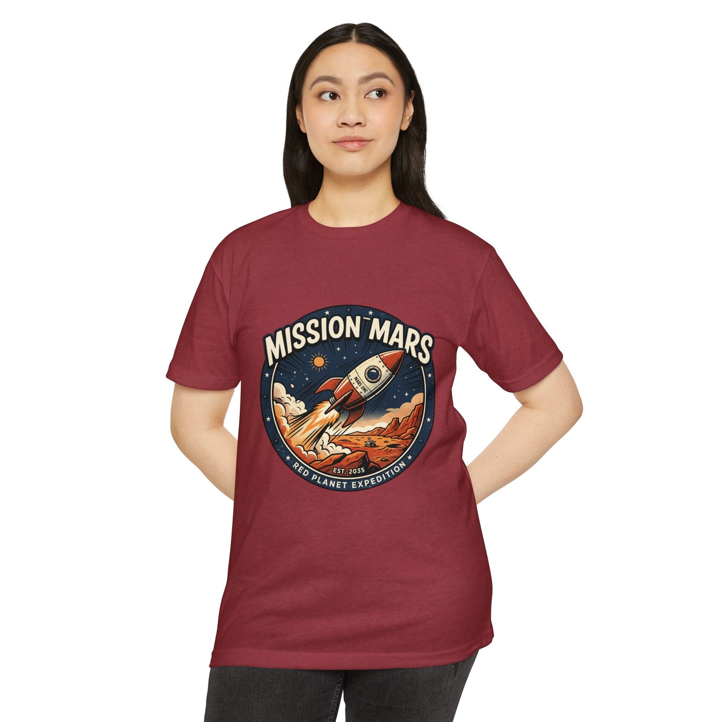 Mission Mars Rocket T‑Shirt — Retro Red Planet Expedition Tee