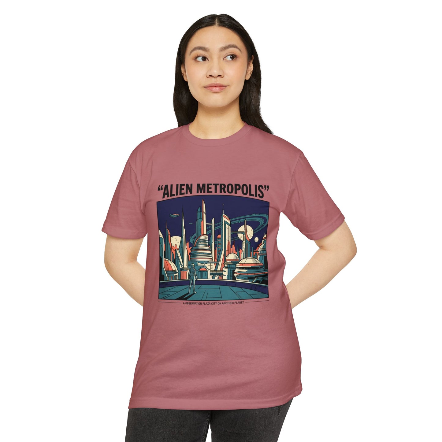 Alien Metropolis Retro Futuristic Sci‑Fi City T-Shirt