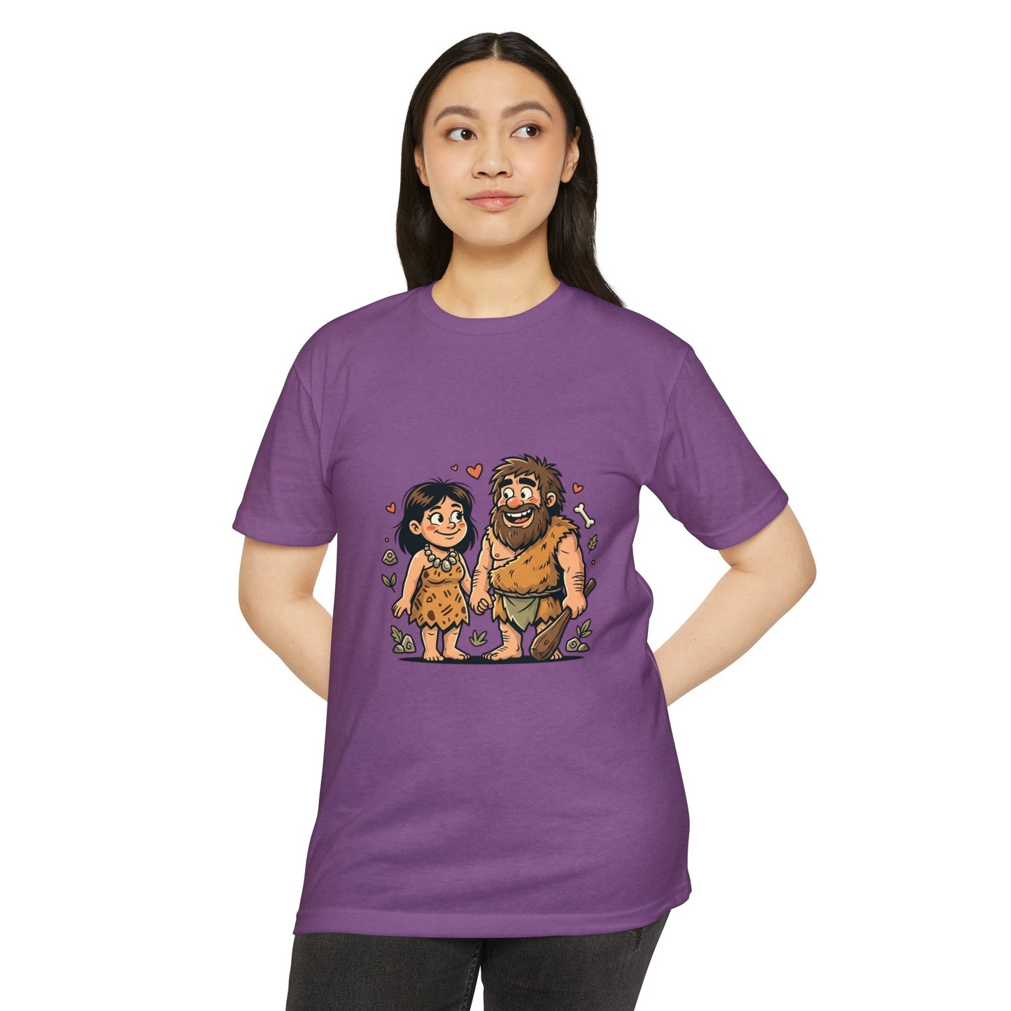 Caveman Couple Cartoon T-Shirt — Cute Prehistoric Love Graphic Tee