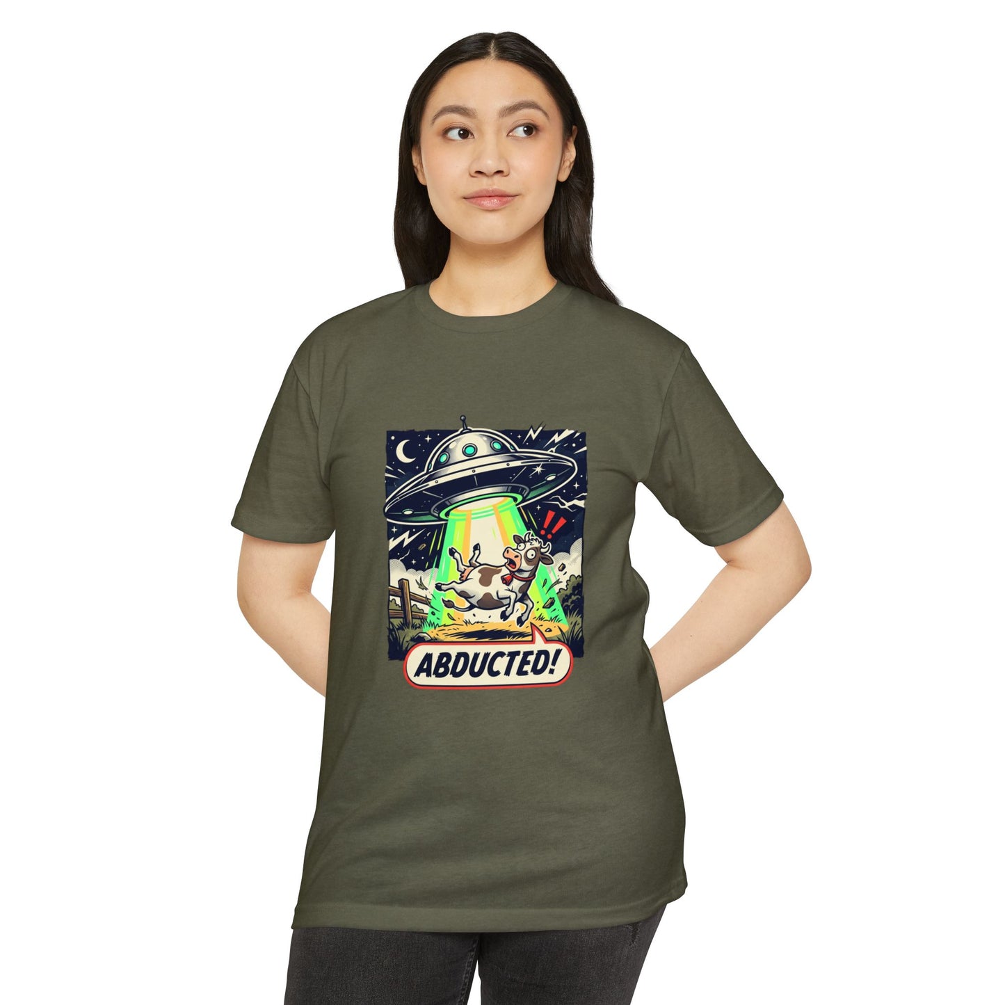Abducted! Alien UFO Retro Sci‑Fi Graphic T-Shirt