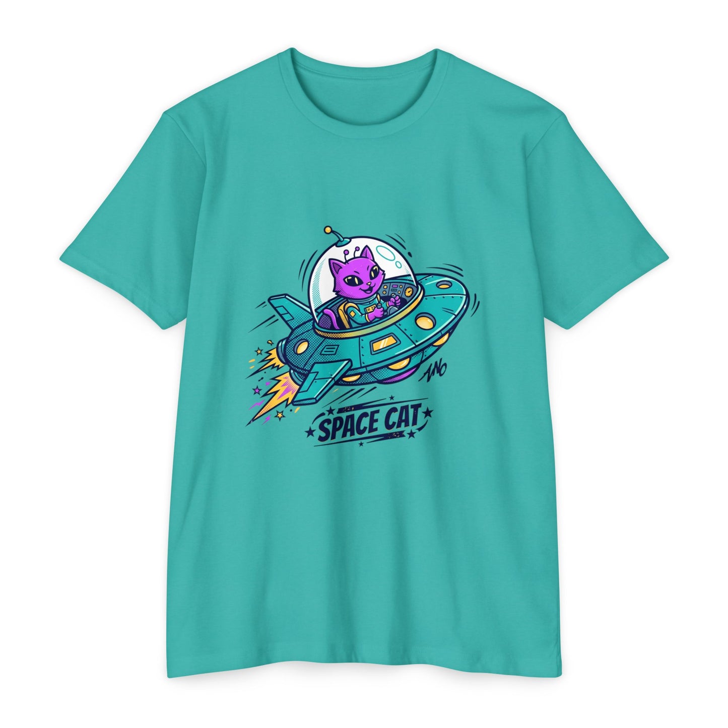 Retro Space Cat T-Shirt — UFO Graphic Tee