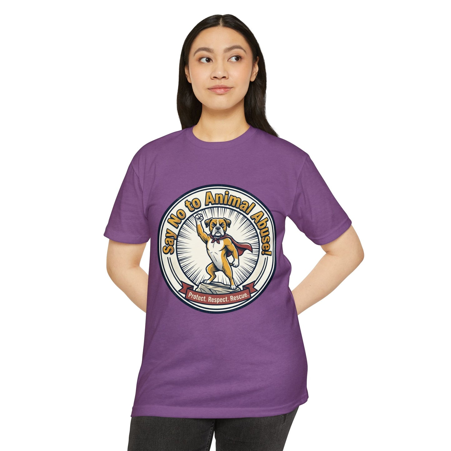 Say No to Animal Abuse T-Shirt – Protect, Respect, Rescue Animal Rights Tee
