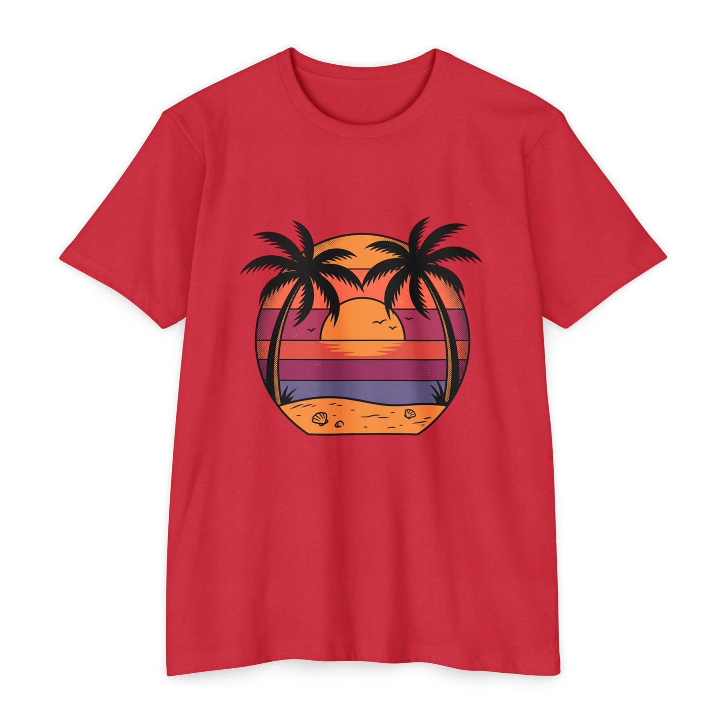 Sunset Palm Beach T-Shirt — Retro Tropical Sunset Graphic