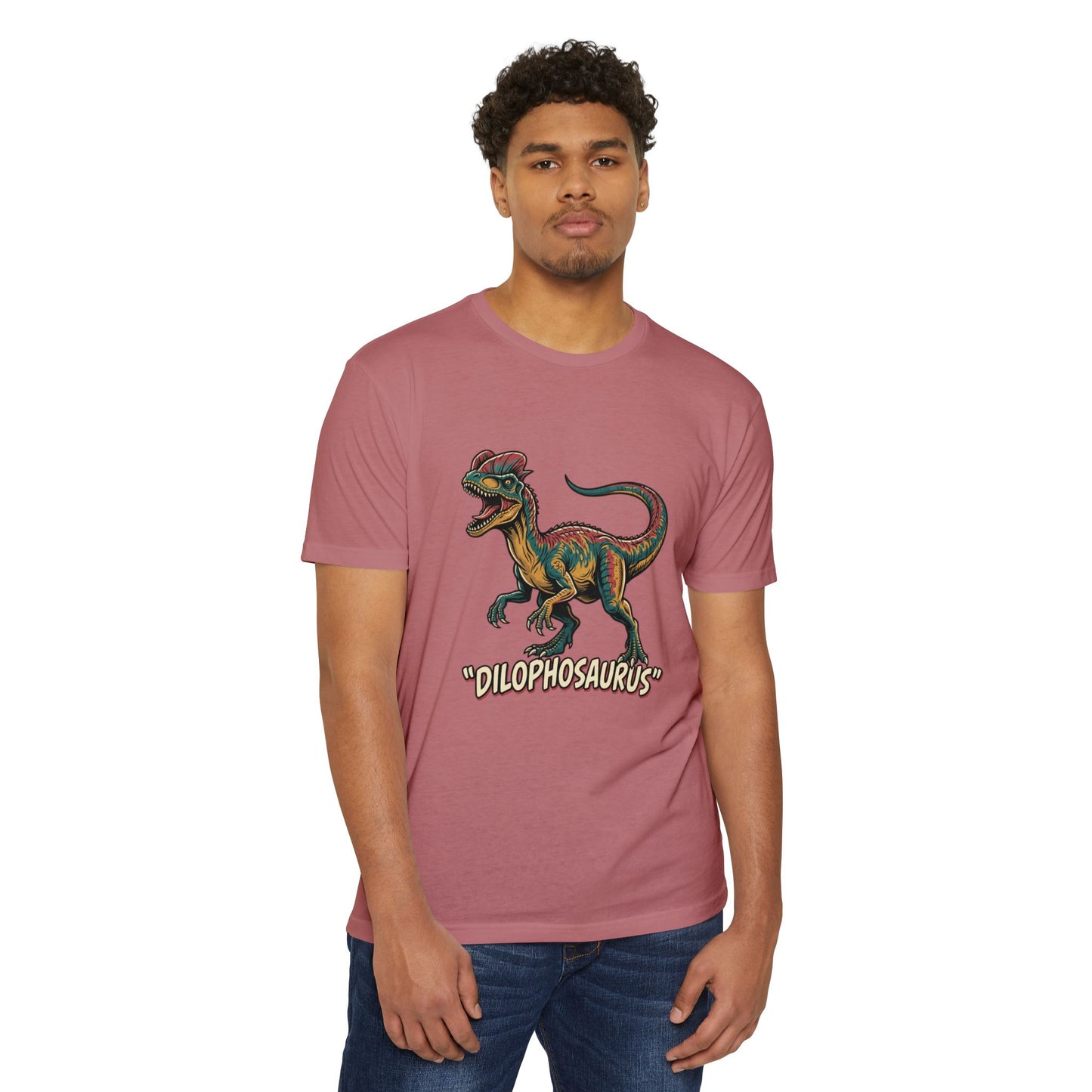 Dilophosaurus Dino T-Shirt — Retro Colorful Dinosaur Graphic Tee