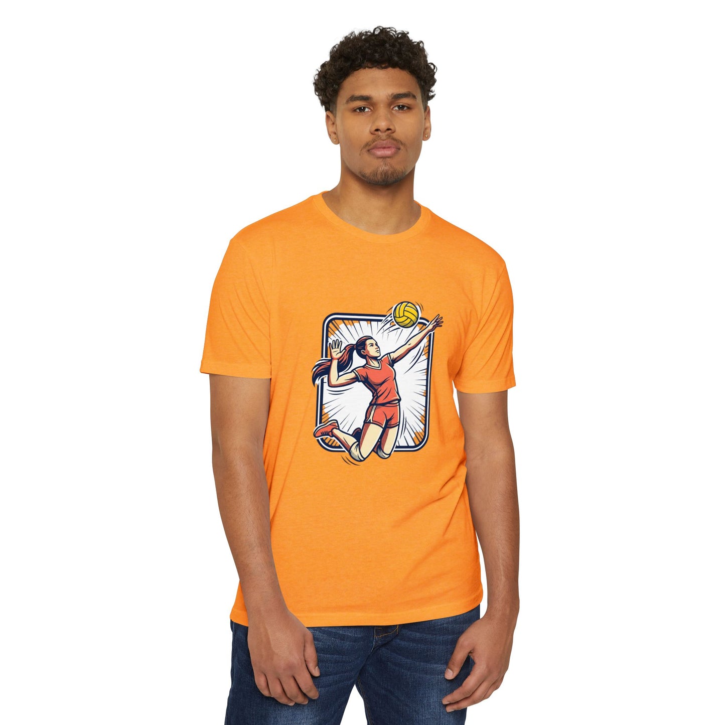 Volleyball Spike Graphic T-Shirt — Female Player Action Tee