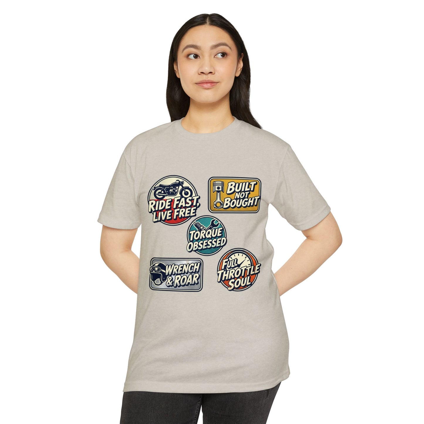 Built Not Bought Vintage Motorcycle Badge T-Shirt