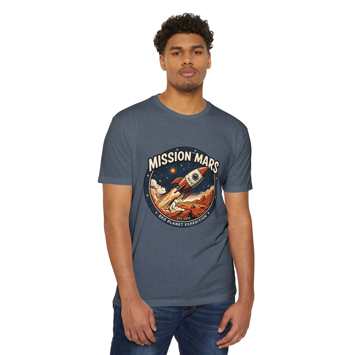 Mission Mars Rocket T‑Shirt — Retro Red Planet Expedition Tee