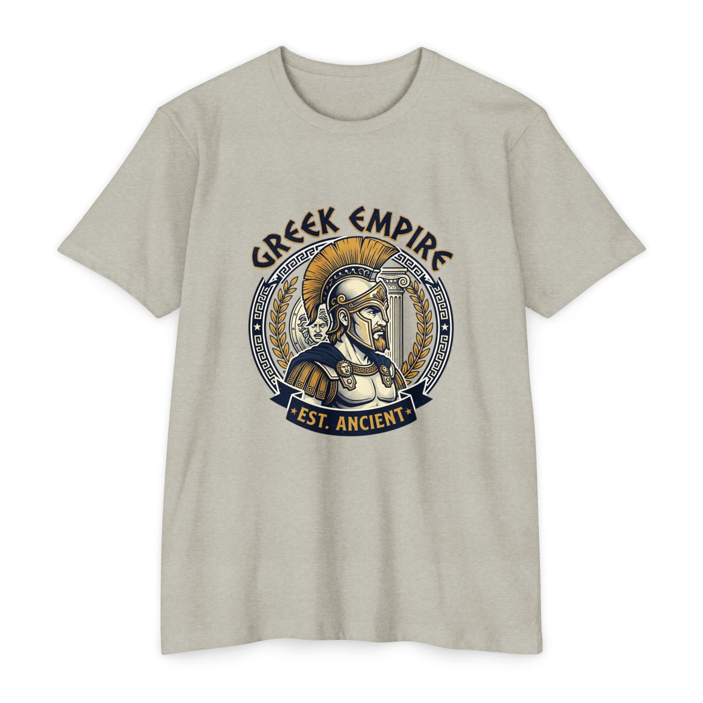 Greek Empire T-Shirt – 'Est. Ancient' Spartan Helmet Graphic