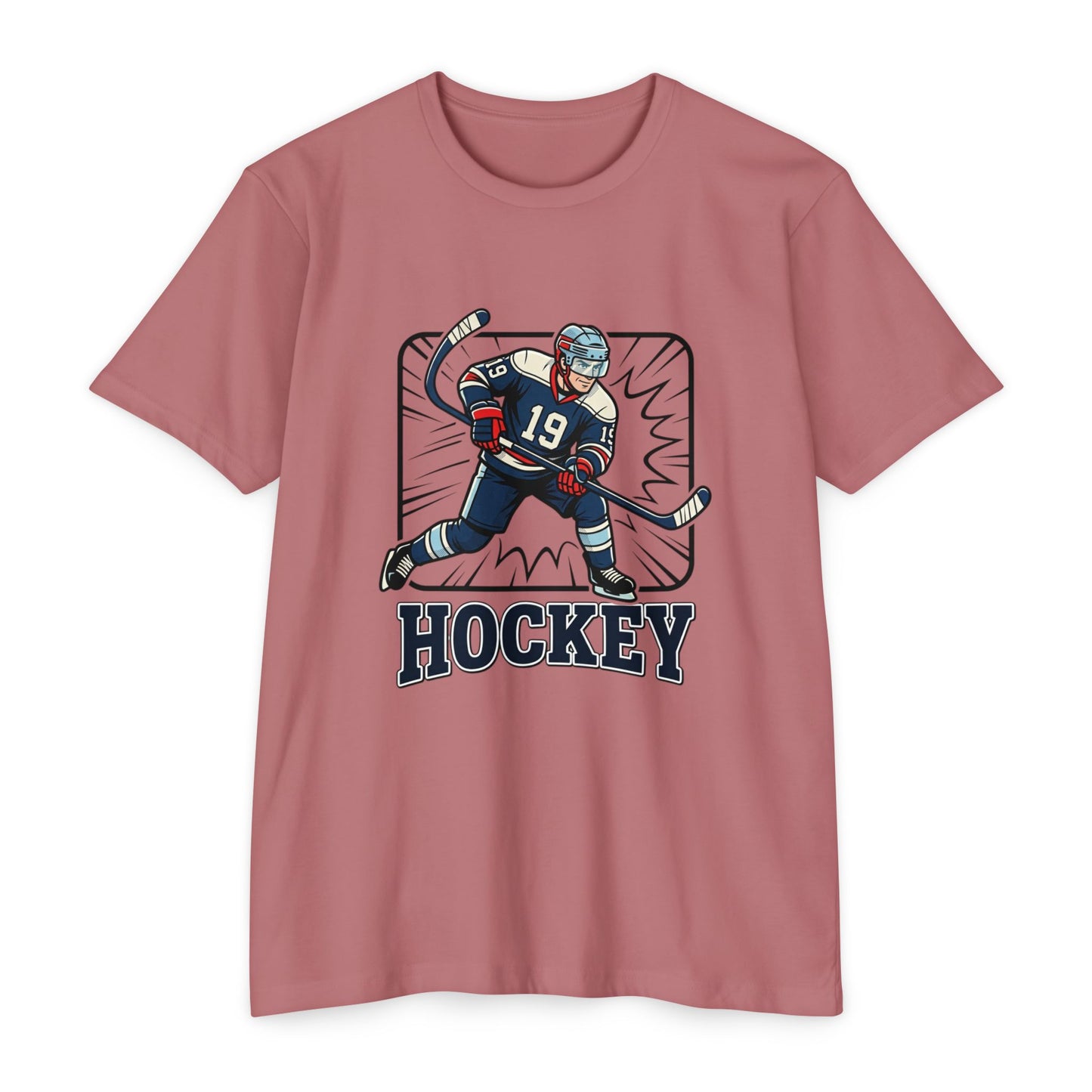 Hockey Player Graphic T-Shirt — Vintage Ice Hockey Jersey Tee