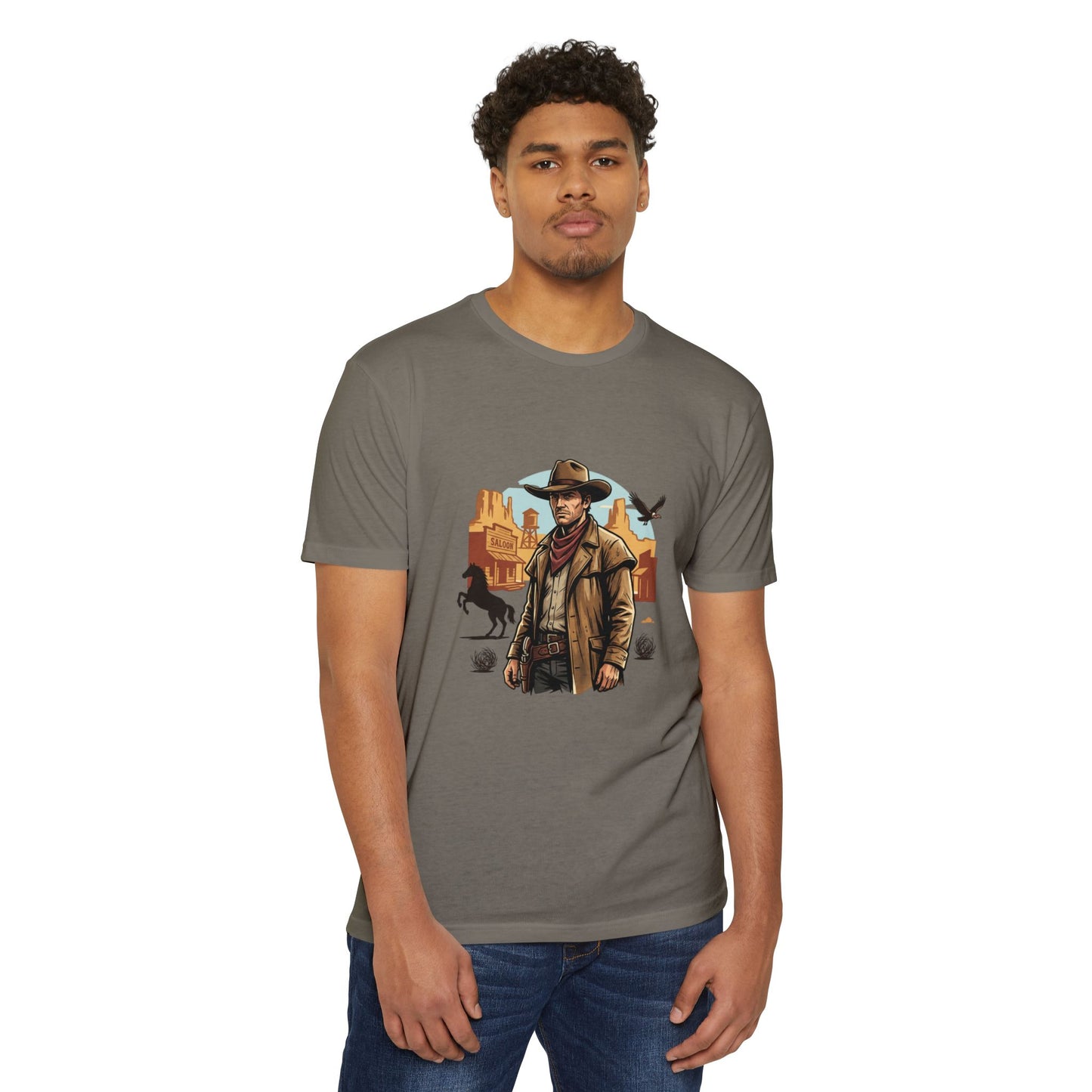 Western Cowboy Graphic T-Shirt — Desert Outlaw Illustration