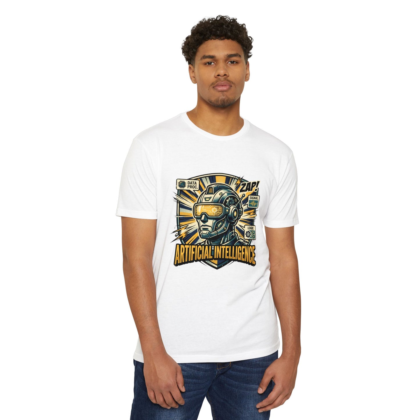 AI Robotics Graphic T-Shirt — "Artificial Intelligence" Retro Helmet Design