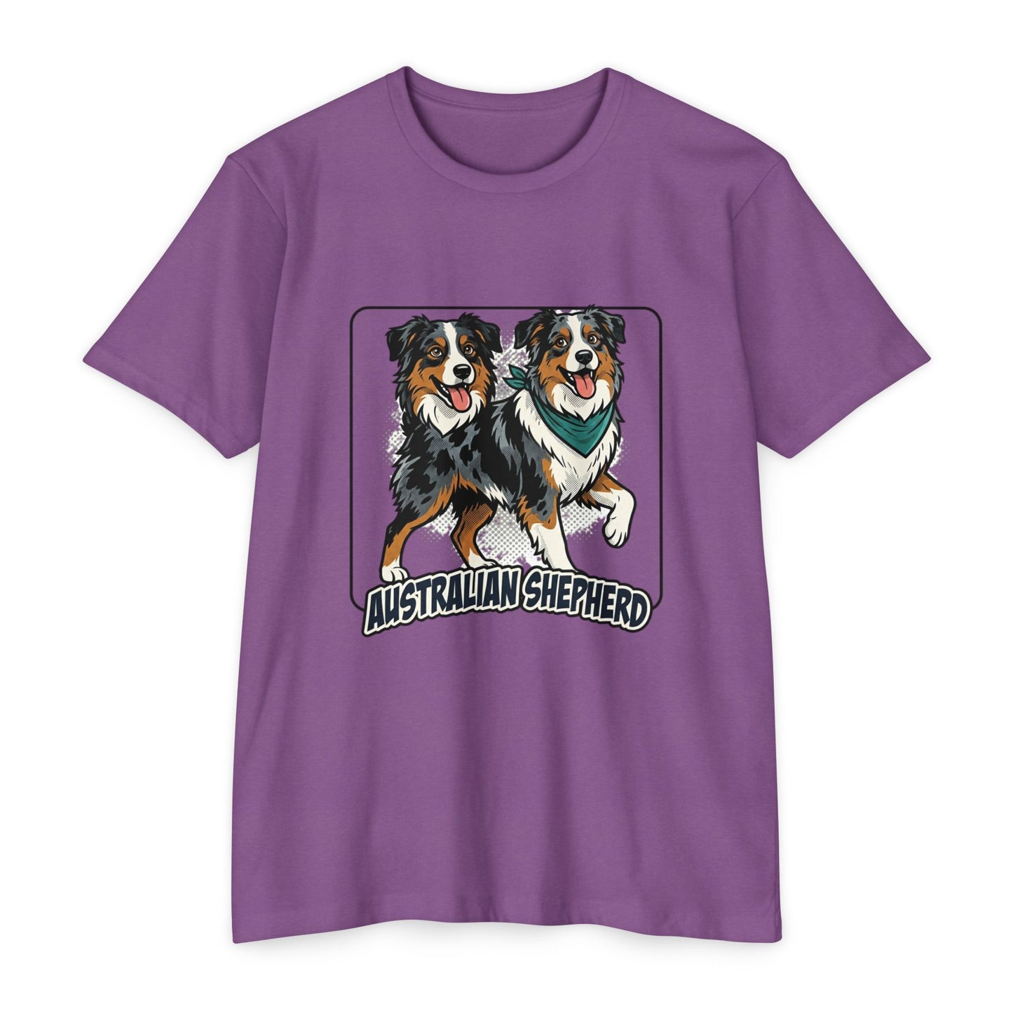 Australian Shepherd Graphic T‑Shirt — Playful Double Dog Illustration