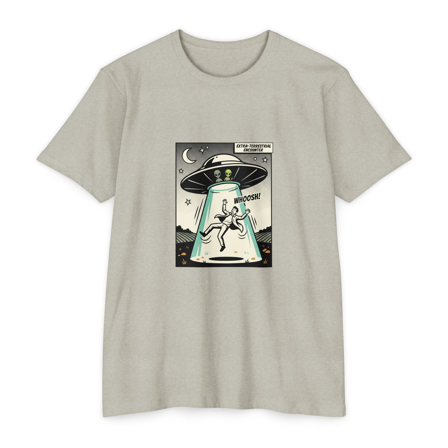 Alien Abduction Graphic Tee — Retro UFO Comic Design