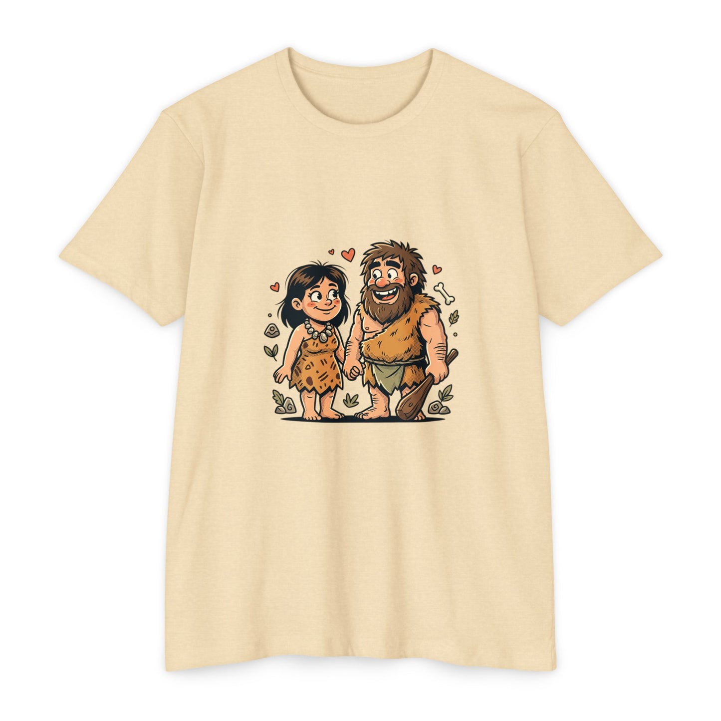 Caveman Couple Cartoon T-Shirt — Cute Prehistoric Love Graphic Tee