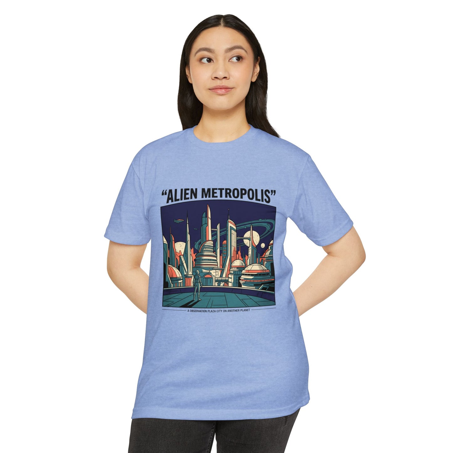 Alien Metropolis Retro Futuristic Sci‑Fi City T-Shirt