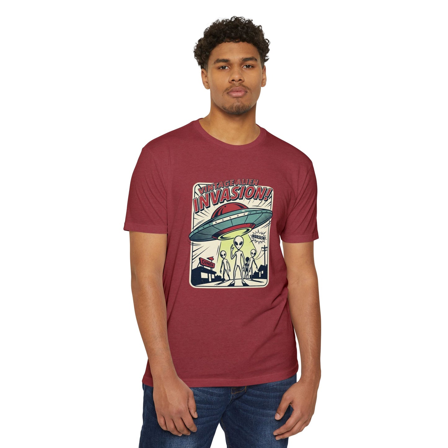 Alien Invasion Vintage UFO Sci‑Fi T-Shirt