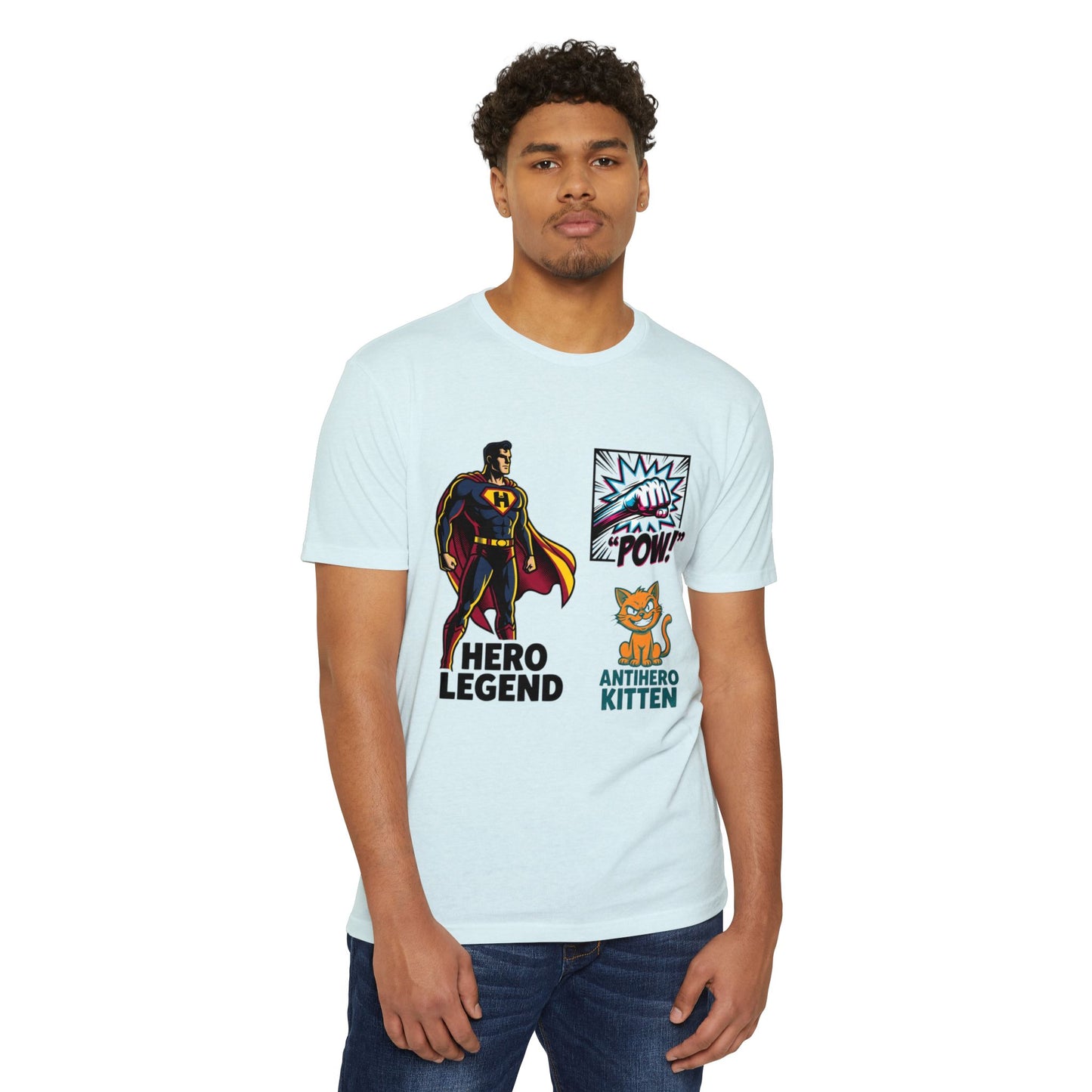 Hero Legend vs Antihero Kitten T-Shirt — Funny Comic Superhero Tee