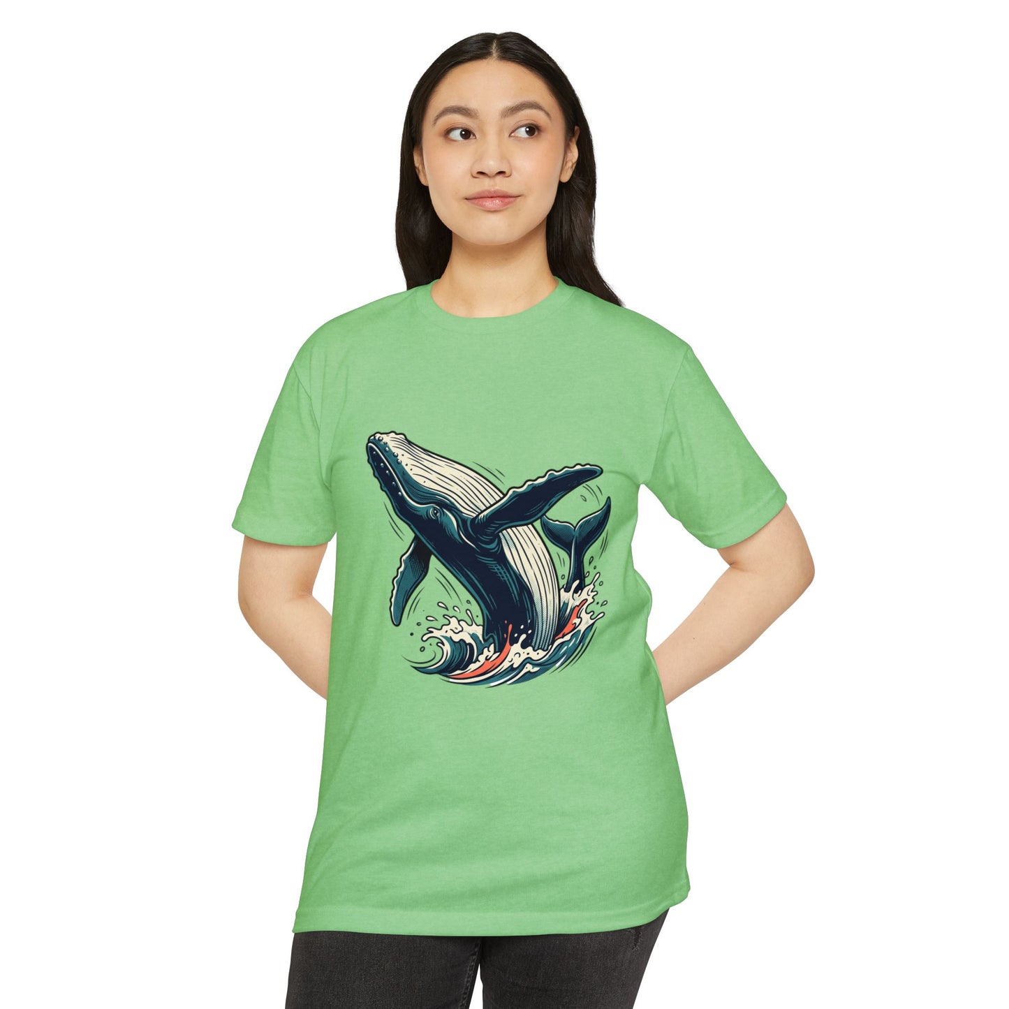 Whale Wave Graphic T-Shirt — Ocean Humpback Illustration Tee