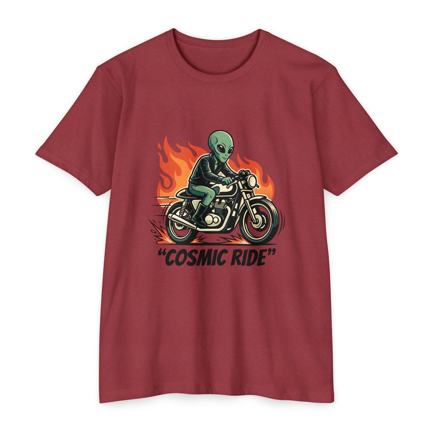 Cosmic Ride Alien Motorcycle T‑Shirt — Retro Biker Tee