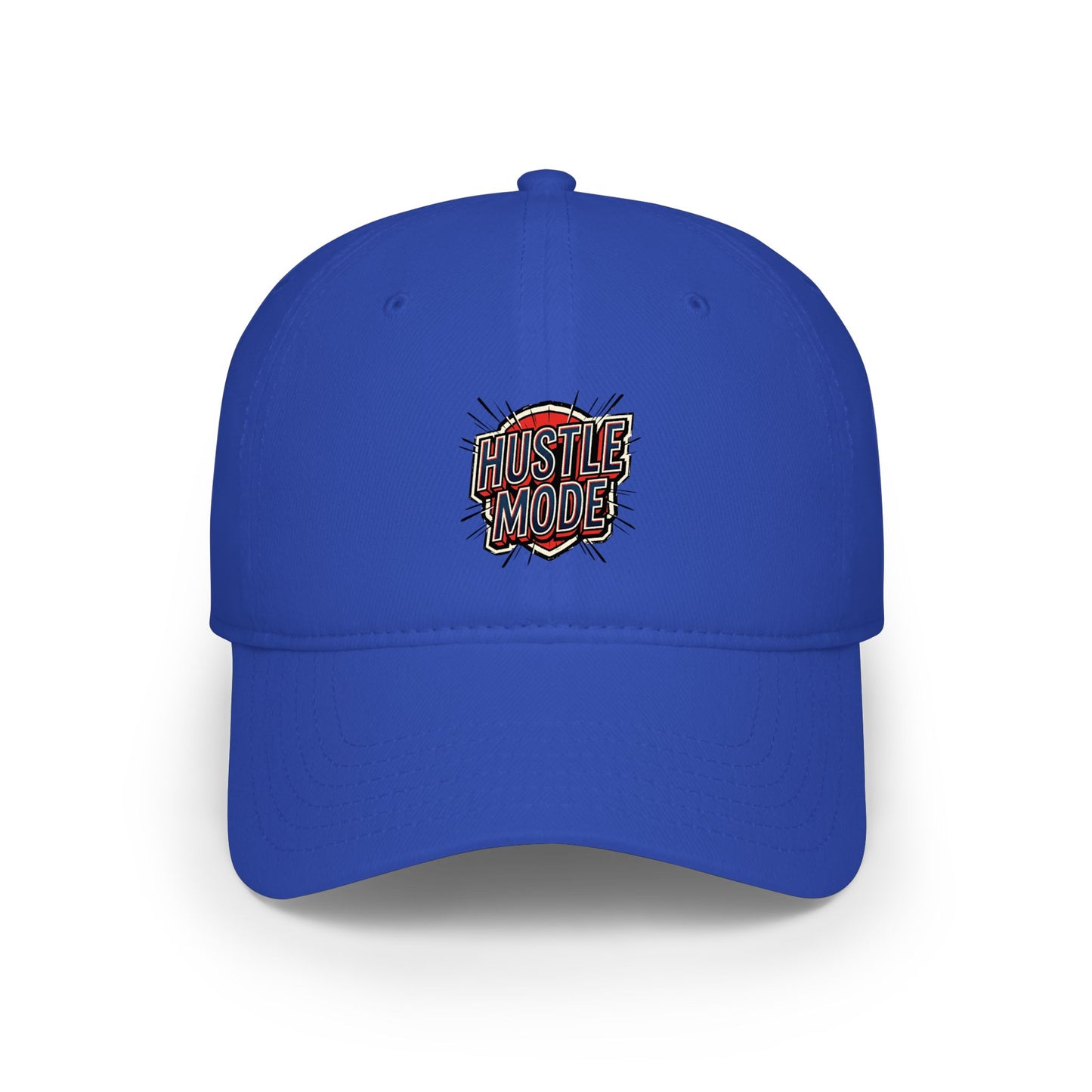Hustle Mode Embroidered Baseball Cap — Low Profile Red Hat