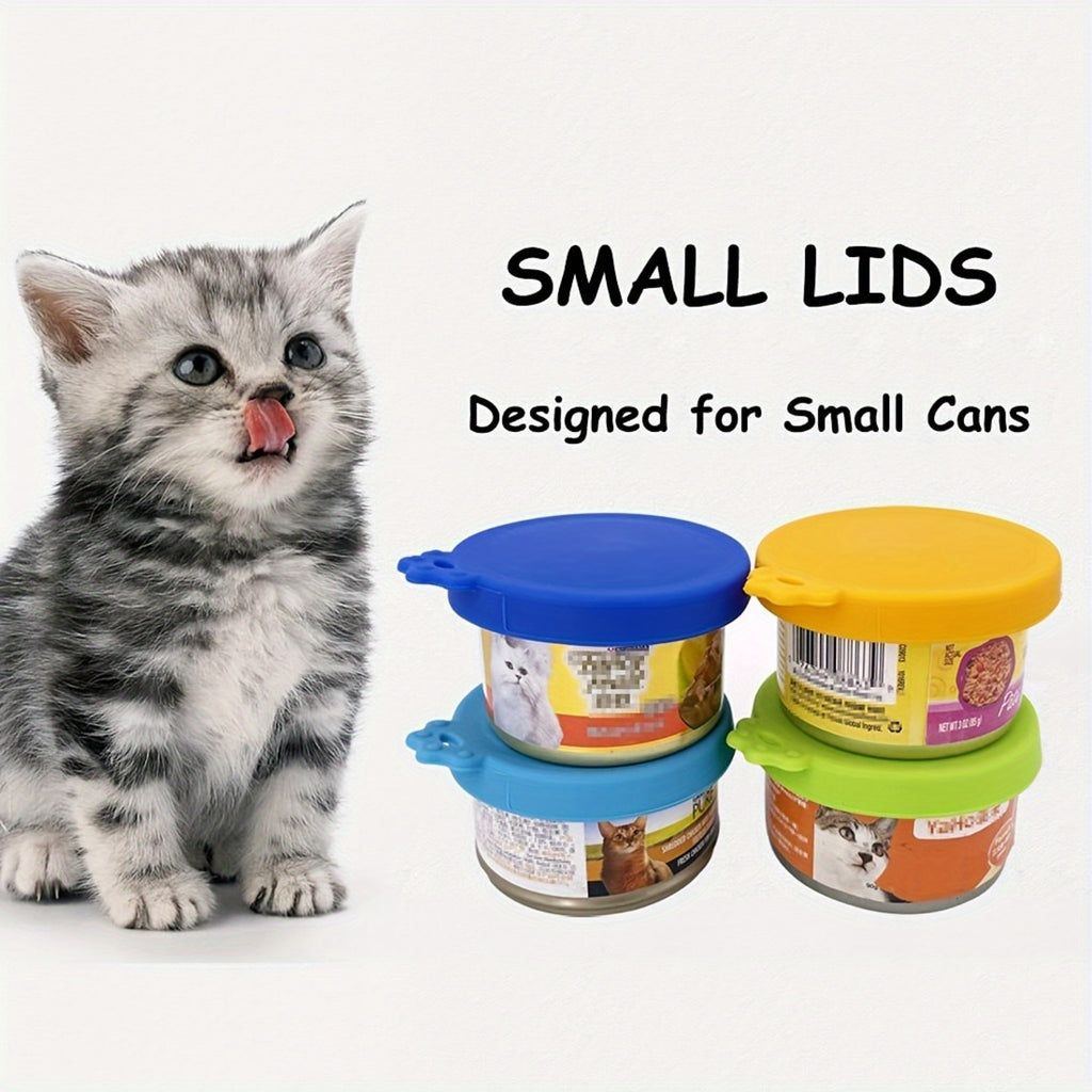 4pcs Silicone Cat Food Can Lids - Keep Your Pet's Food Fresh and Tasty - Fits 3oz Cans - Set of 4