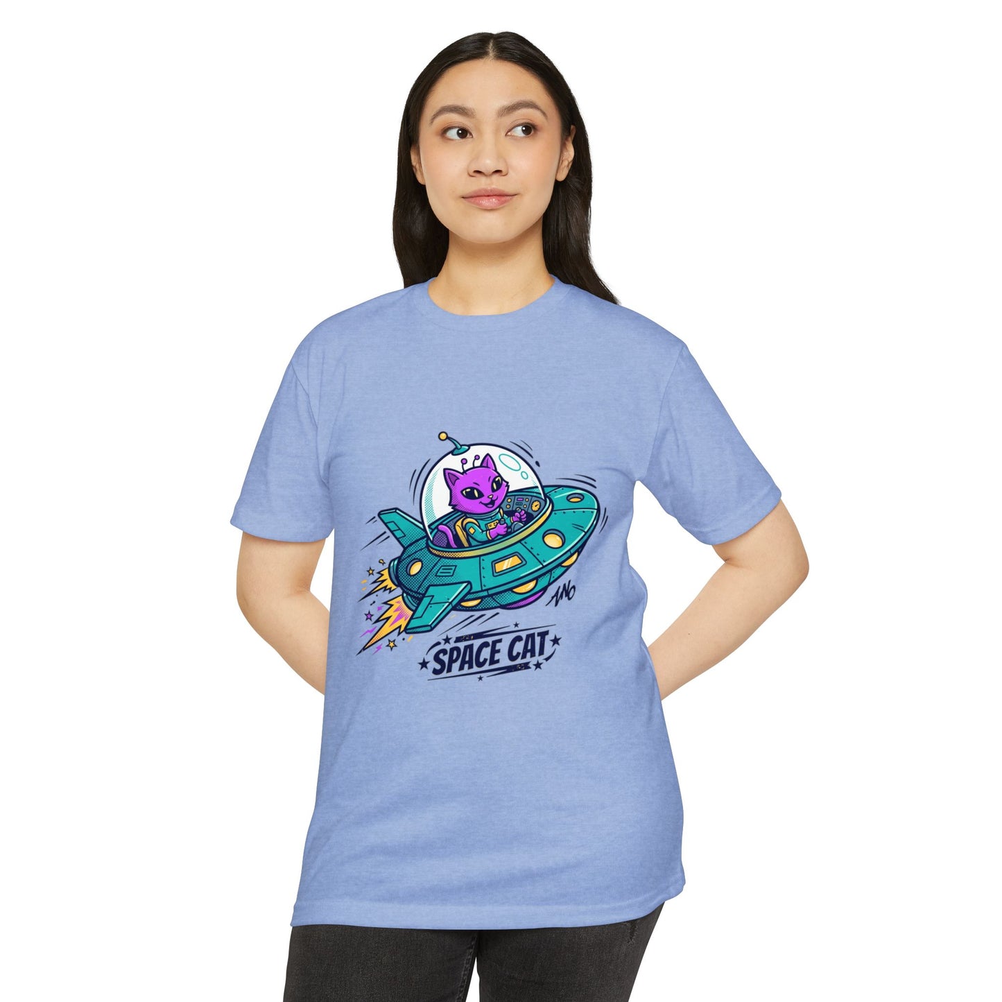Retro Space Cat T-Shirt — UFO Graphic Tee