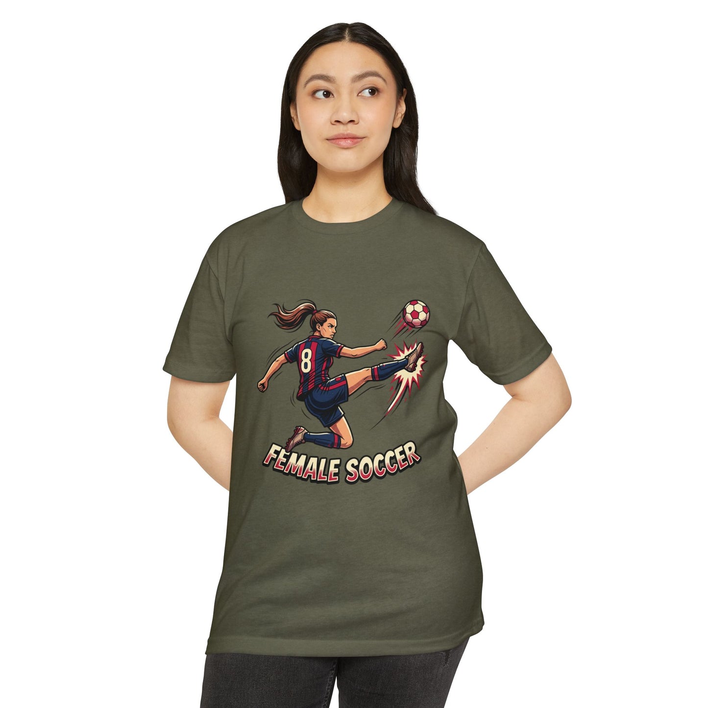 Female Soccer Player Graphic T-Shirt – Women’s Soccer Tee