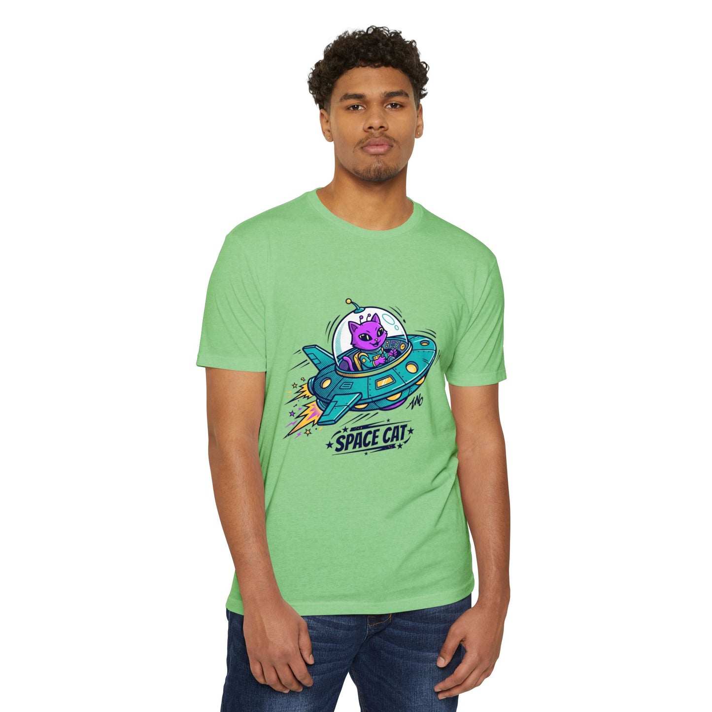 Retro Space Cat T-Shirt — UFO Graphic Tee
